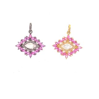 Evil Eye Design Pendant with Diamond and Gemstone