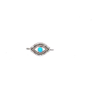 Evil Eye Diamond or Gemstone Pendant with Two Links