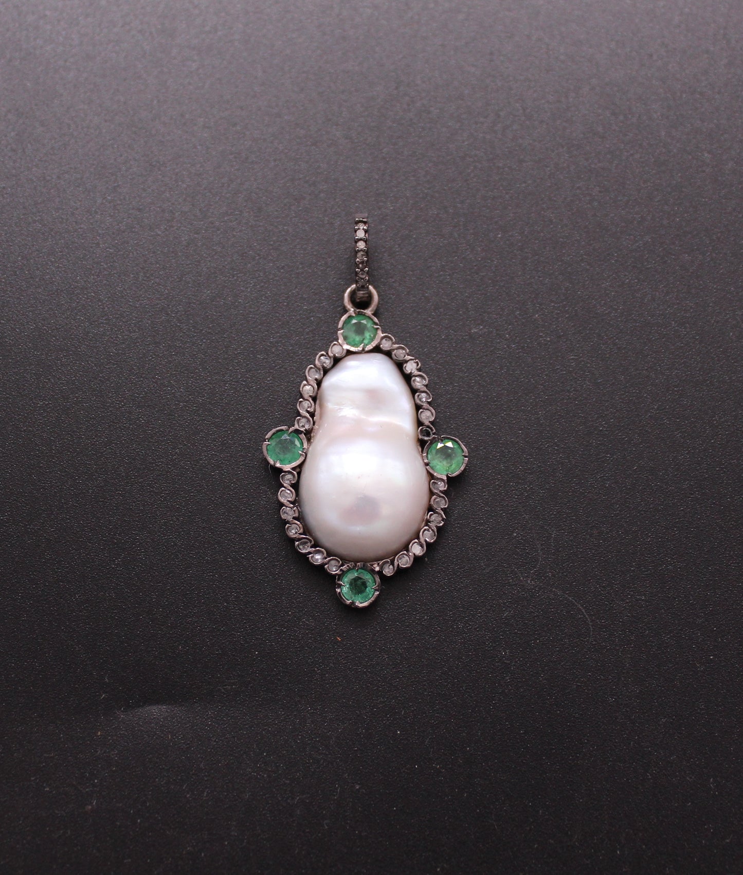 Diamond With Pearl and Gemstone Pendant