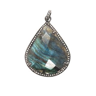 Labradorite Stone Diamond Pendant