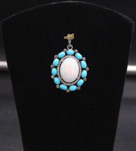 Flower Diamond & Gemstone Pendant