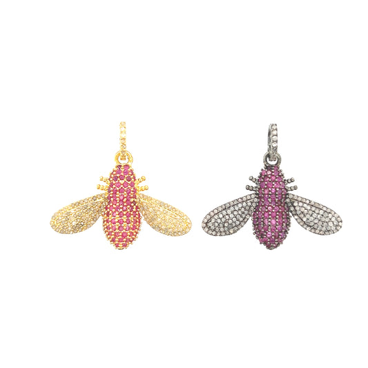 Bee Design Diamond and Ruby Pendant