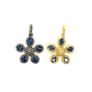 Flower Design Diamond and Gemstone Pendant