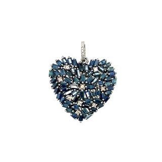 Heart Diamond with Blue Sapphire Pendant