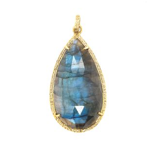Labradorite Stone Diamond Pendant