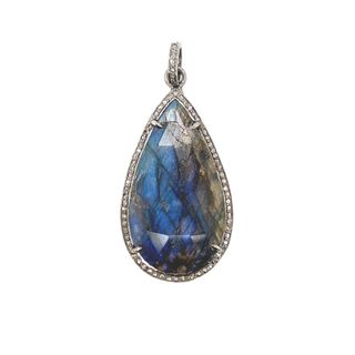 Labradorite Stone Diamond Pendant