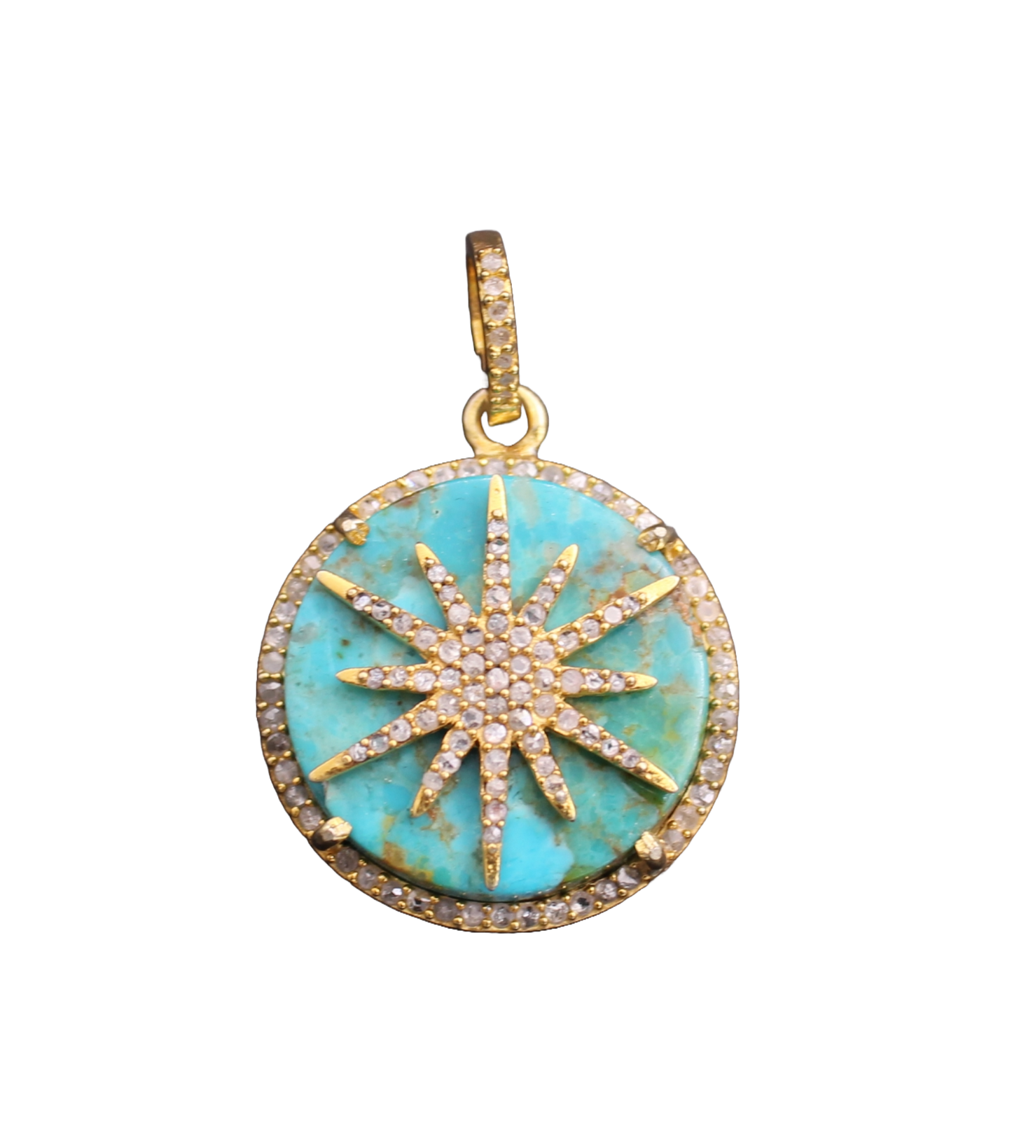 Round Turquoise Star Diamond Pendant
