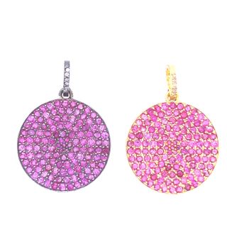 Round Ruby Pendant with Diamond