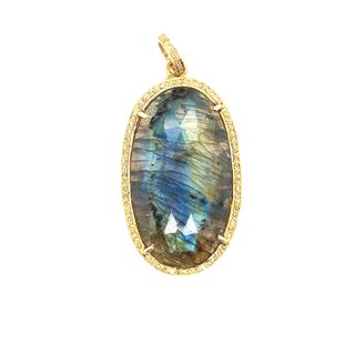 Labradorite Stone Diamond Pendant