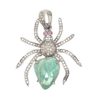 Spider Design Pendant with Diamond and Gemstone