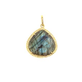 Labradorite Stone Diamond Pendant
