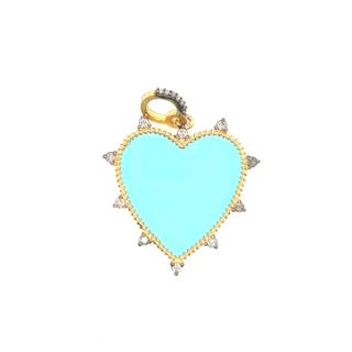 Heart Diamond & Meena Pendant
