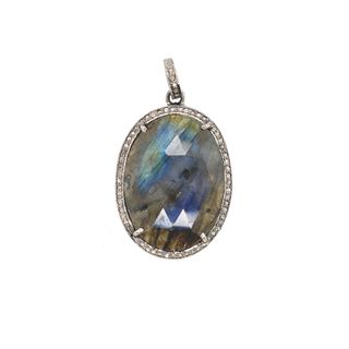 Labradorite Stone Diamond Pendant