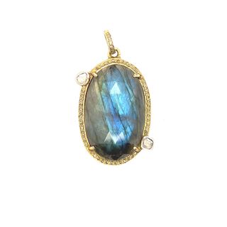 Labradorite Stone Diamond Pendant