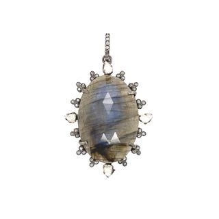 Labradorite Stone Diamond Pendant