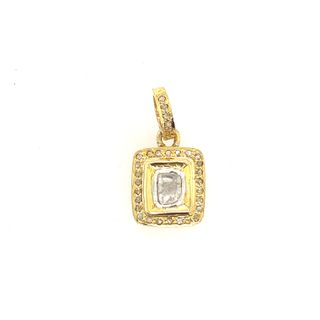 Square Design All Diamond and Polki Pendant