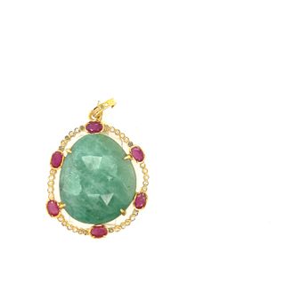 Round Single Layer Diamond and Gemstone Pendant