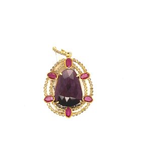 Round Two layer Diamond and Gemstone Pendant