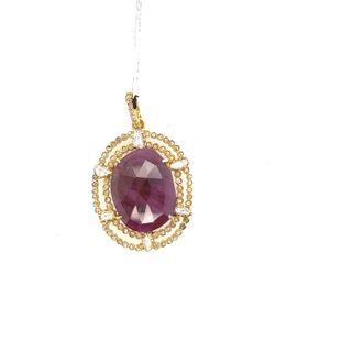 Round Two layer Diamond and Gemstone Pendant