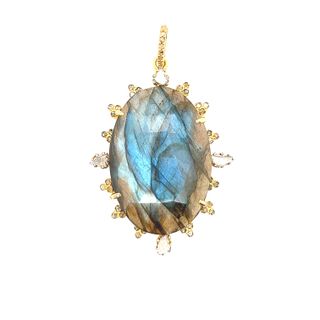 Labradorite Stone Diamond Pendant