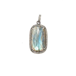 Labradorite Stone Diamond Pendant