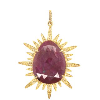 Gemstone Diamond Flower Pendant