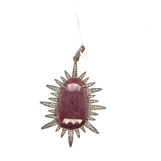 Gemstone Diamond Flower Pendant