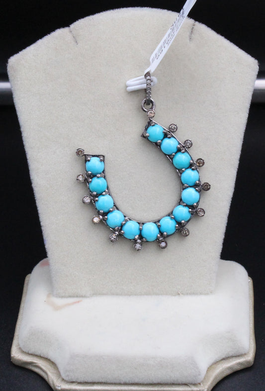 Horse Shoe Diamond &  Gemstone Pendant