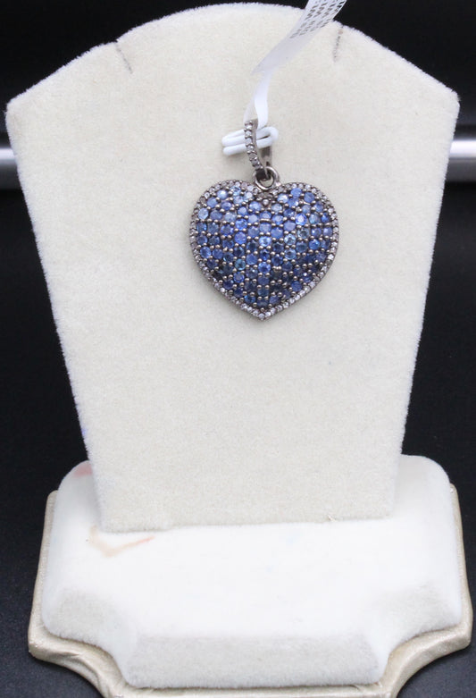 Heart Diamond & Blue Sapphire Pendant
