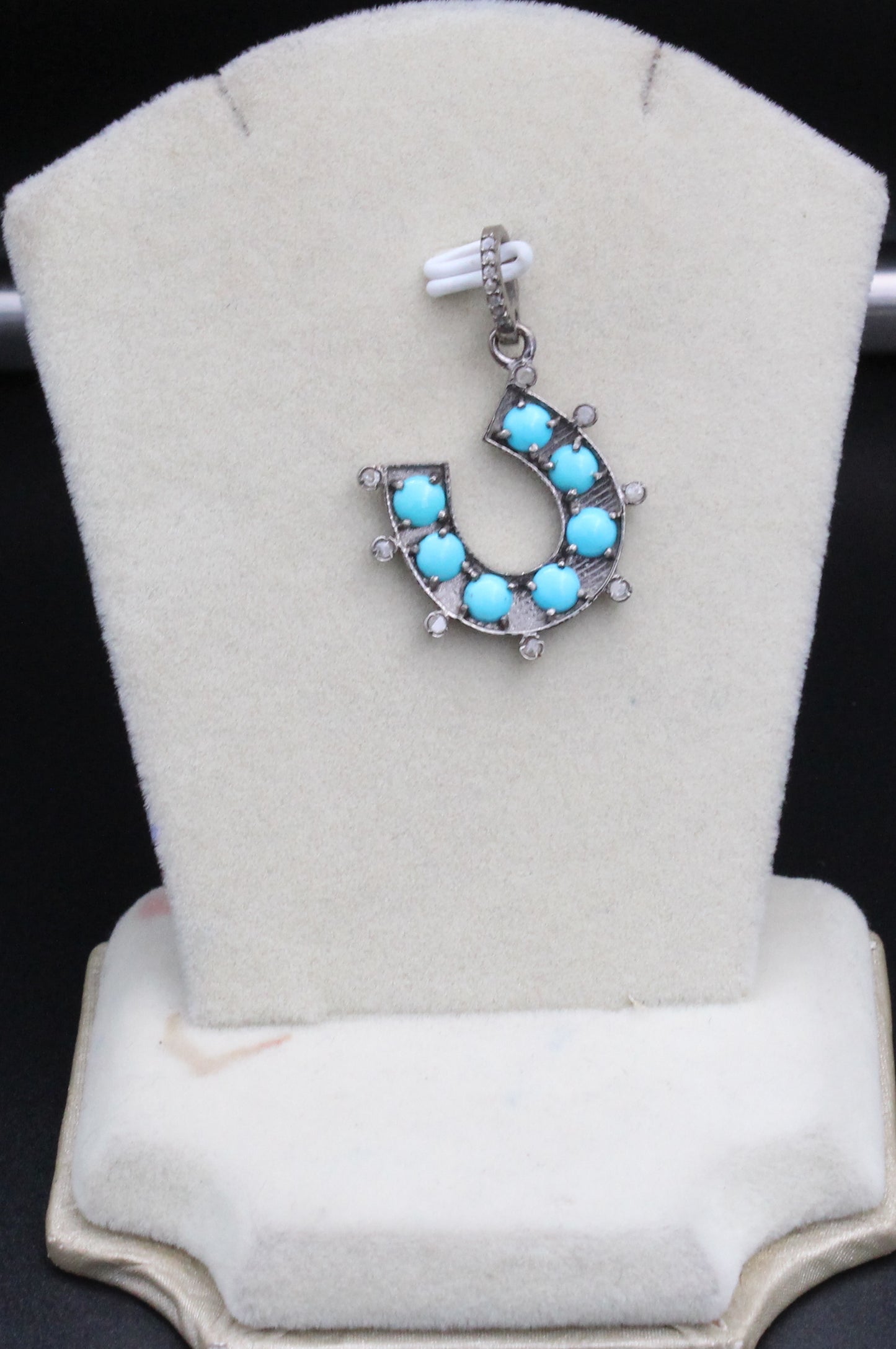 Small Horse shoe Diamond & Gemstone Pendant