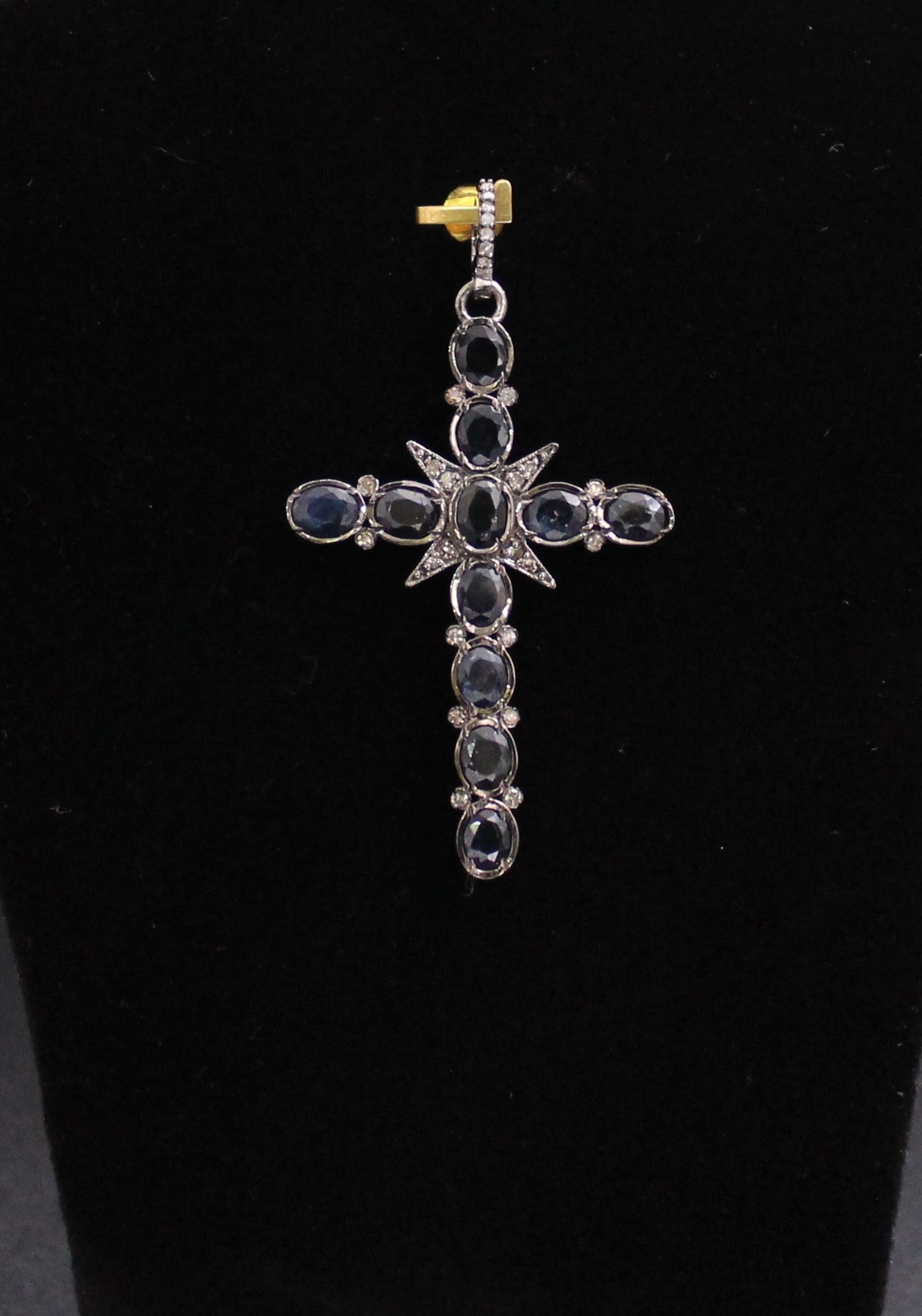 Big Cross Diamond & Gemstones Pendant