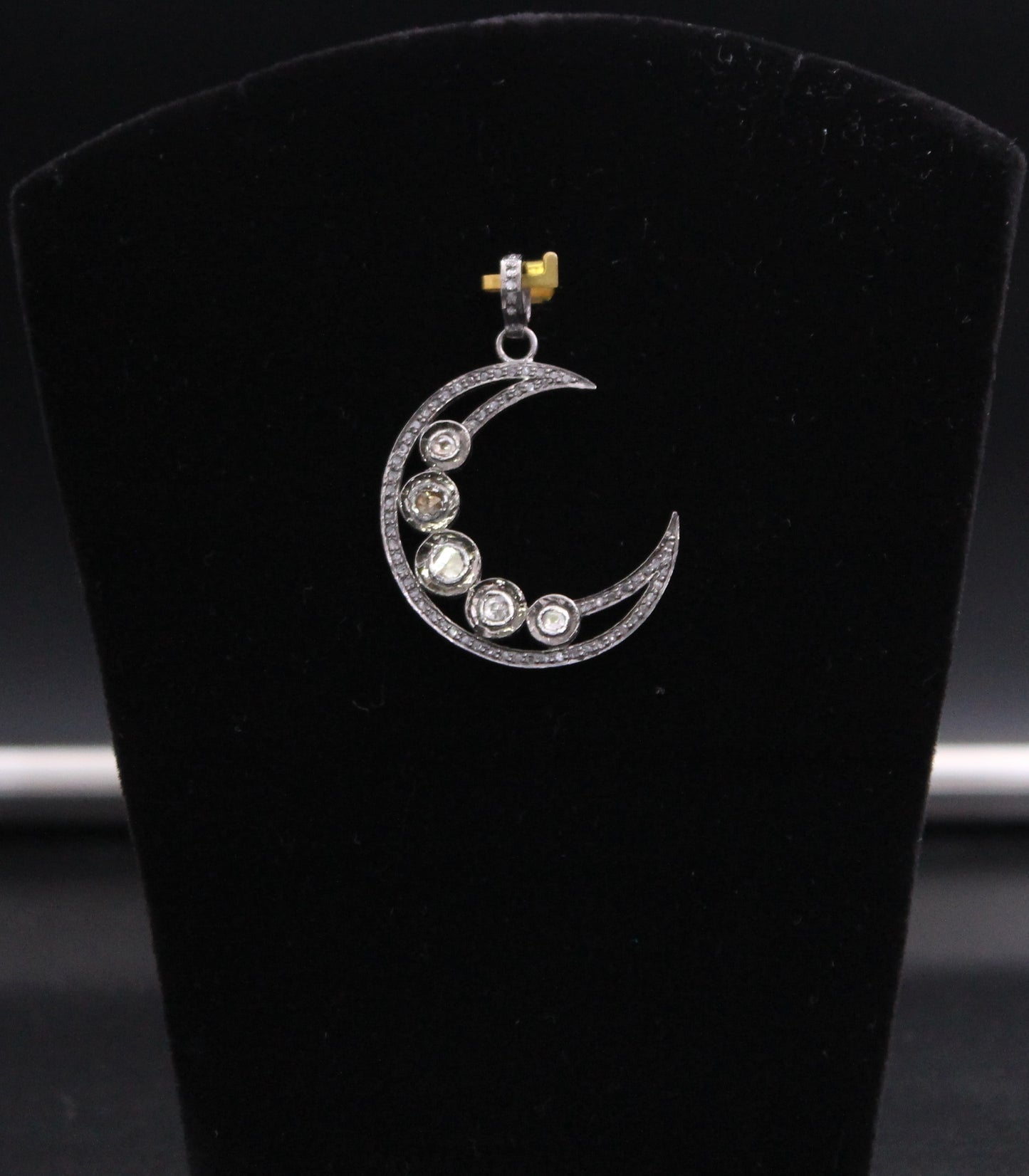 Crescent Moon Diamond & Polki Pendant