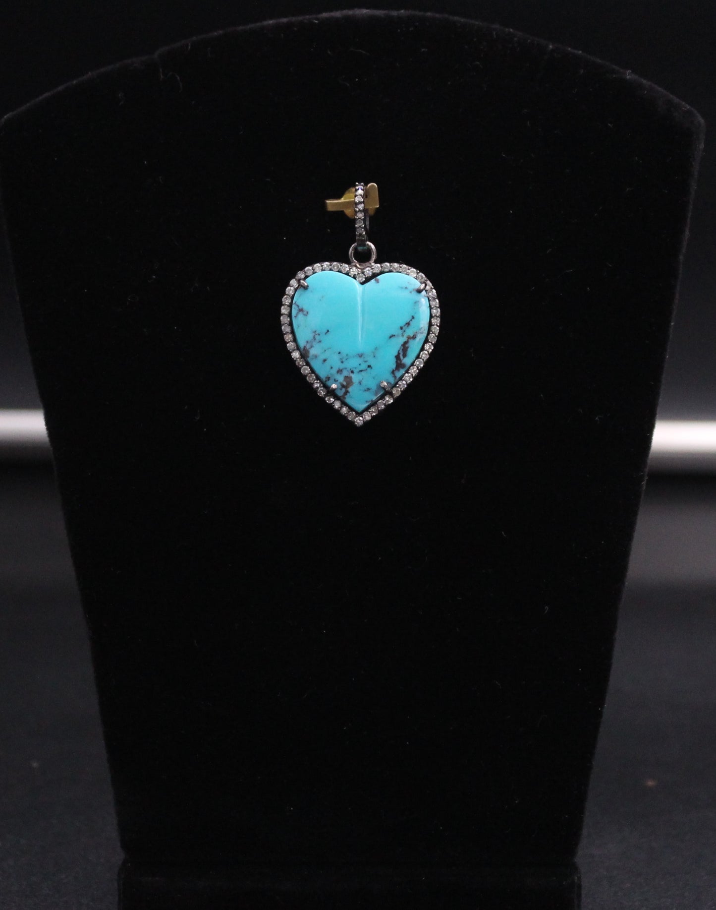 Small Heart Diamond & Turquoise Pendant