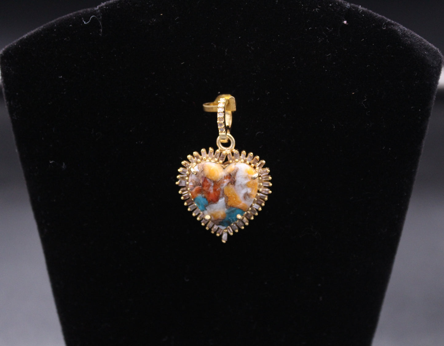 Heart Diamond Baguette & Turquoise Pendant