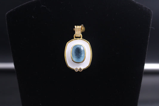 Rectangle Enamel with Stone Pendant