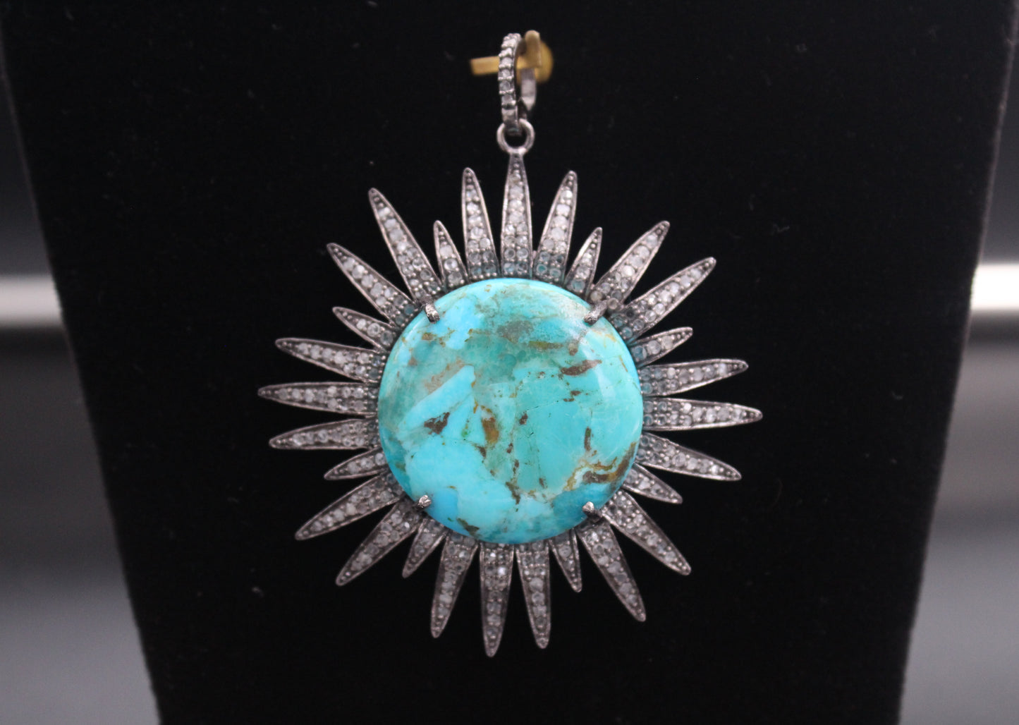 Sun Diamond and Turquoise Pendant