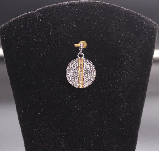 Two Tone Round All Diamond Pendant