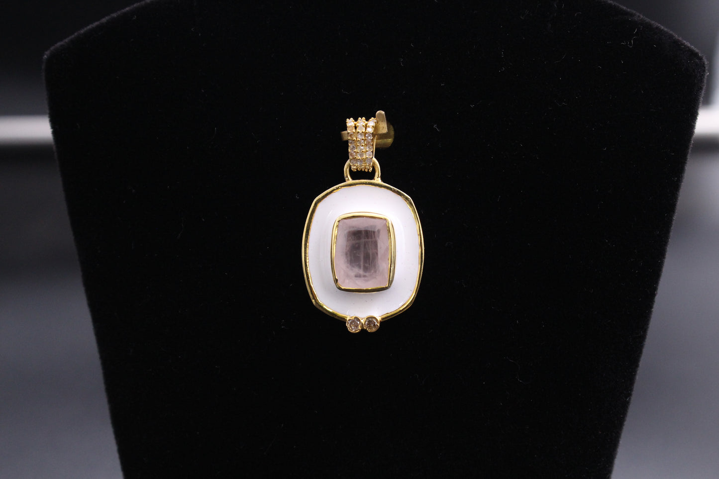 Rectangle Enamel with Stone Pendant