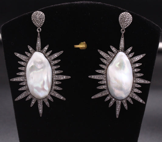 Pearl Moti & Diamond Earring