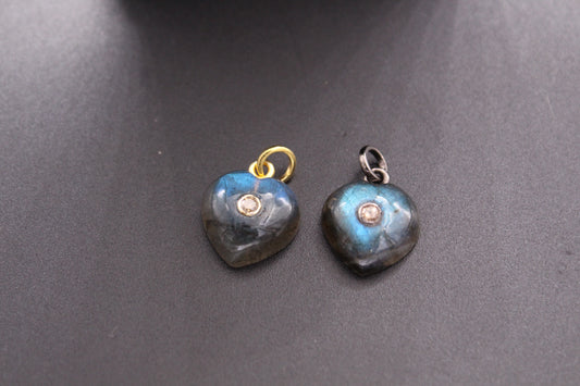 Heart Design Diamond Pendant With Gemstone