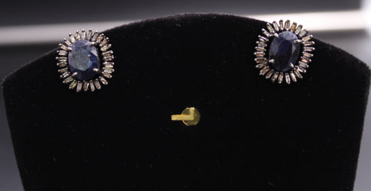 Round Baguette and Gemstones Earring