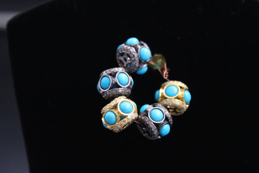 Ball Design Diamond Beads with Gemstone