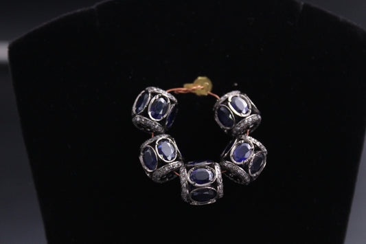 Round Gemstone and Diamond Bead