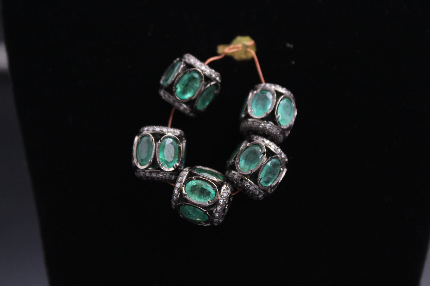 Round Gemstone and Diamond Bead