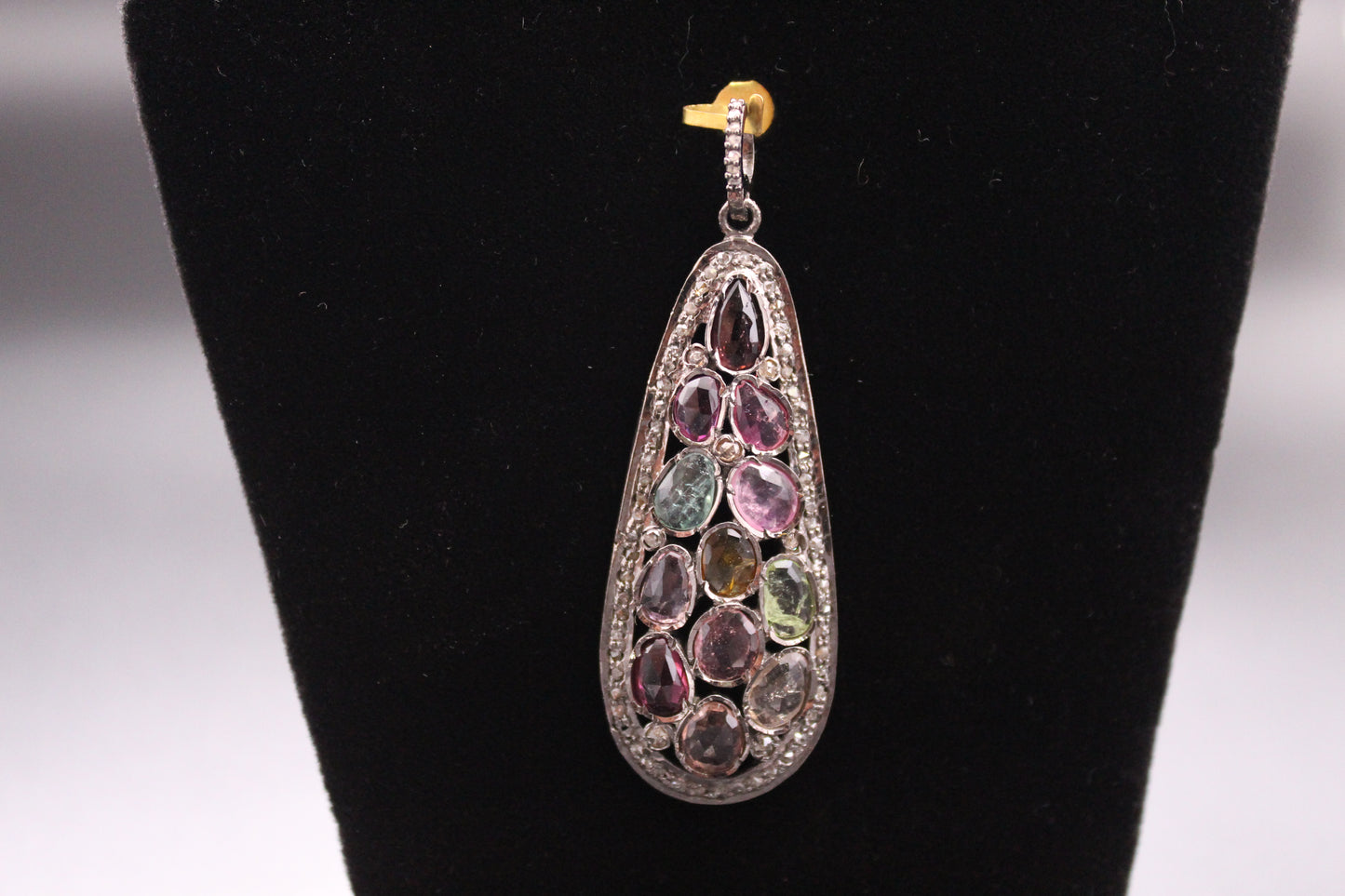 Tourmaline Drop Design Diamond Pendant