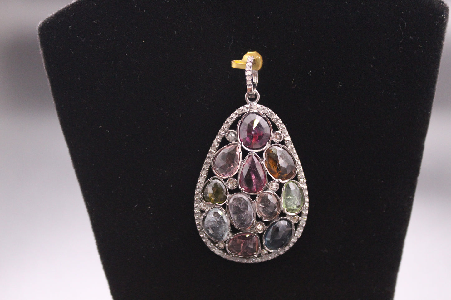 Tourmaline Drop Design Diamond Pendant