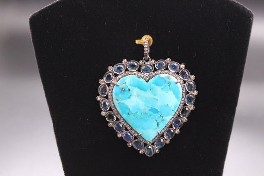 Heart Design Pendant With Gemstone