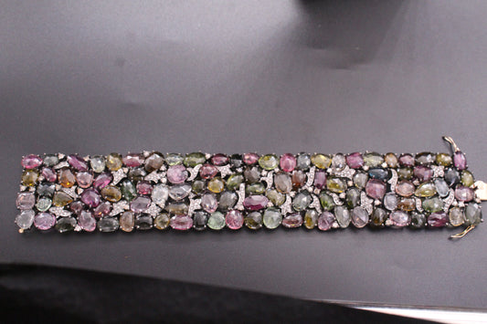Gemstones Diamond Silver Bracelet