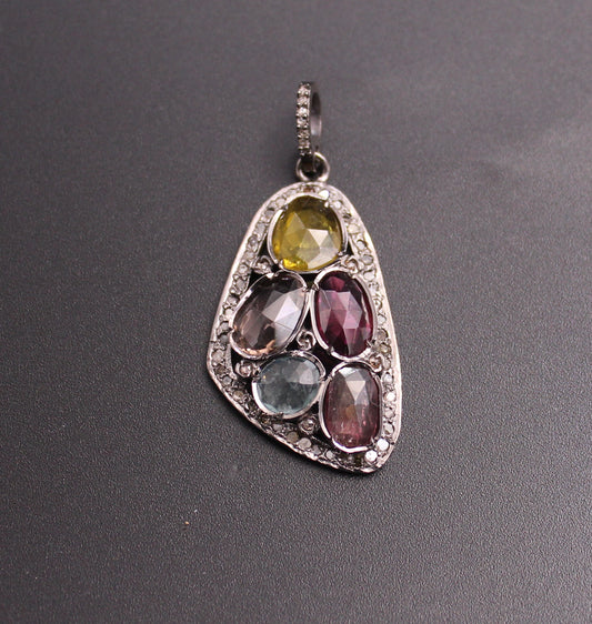 Multi Stone Pendant with Diamond