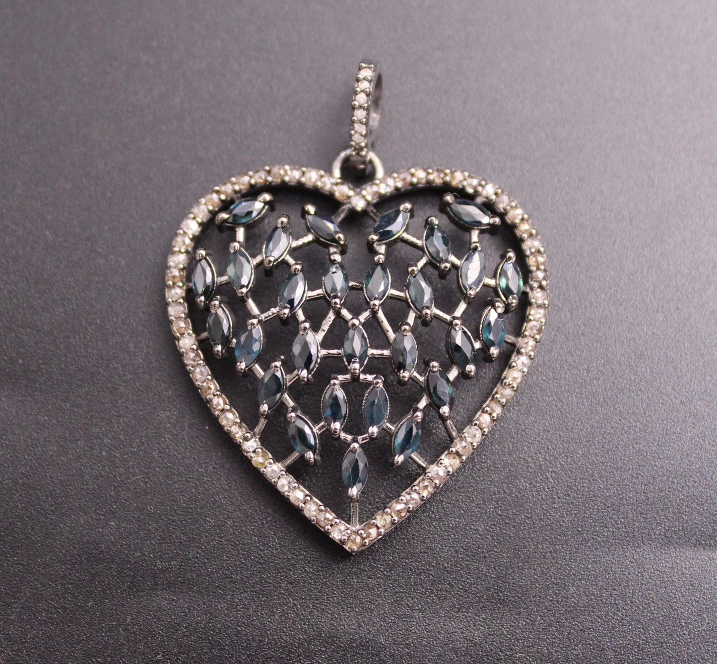 Heart Design Pendant with Diamond and Gemstone